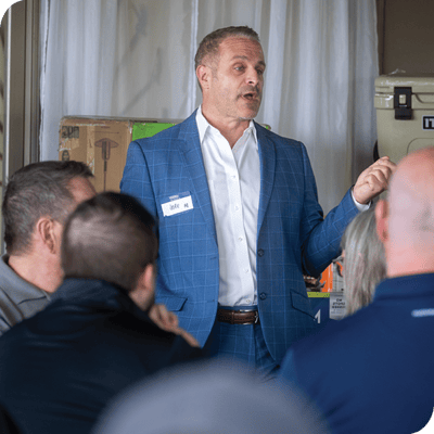 Executive speaking at event