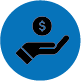 Palm of hand holding money icon
