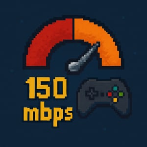 Pixelated 150 mbps with pixelated video game controller Pixelated 150 mbps with pixelated video game controller