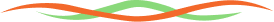 An orange and a green wavy line intertwine, forming a loose knot in the center against a white background.