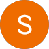 A white capital letter "S" is centered on a solid orange circular background.