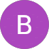 A purple circle with a subtle dotted texture features a large, white capital letter "B" in the center.